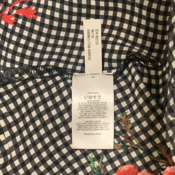 Express Black and White Checkered Blouse with a Floral Accent - Women’s Medium - Picture 9 of 10